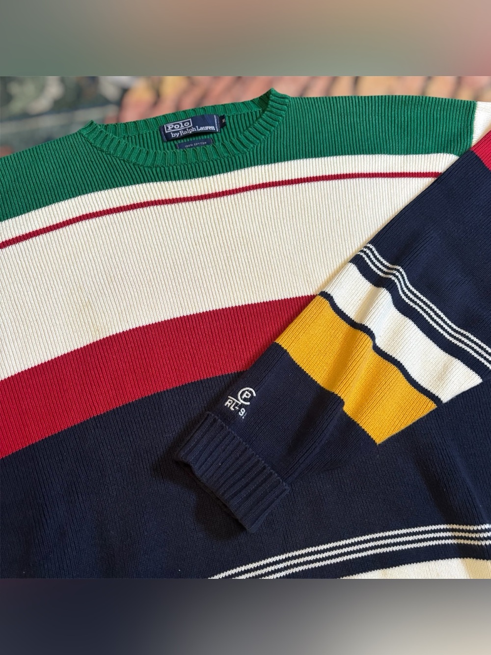 Vintage 90s OG Polo Ralph Lauren CPRL 92 Sailing Yacht Striped Knit Sweater XL